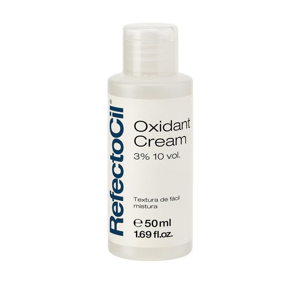 RefectoCil Oxidant Creme 3% 10 vol. Entwickler in weißer Flasche mit blauem Etikett.