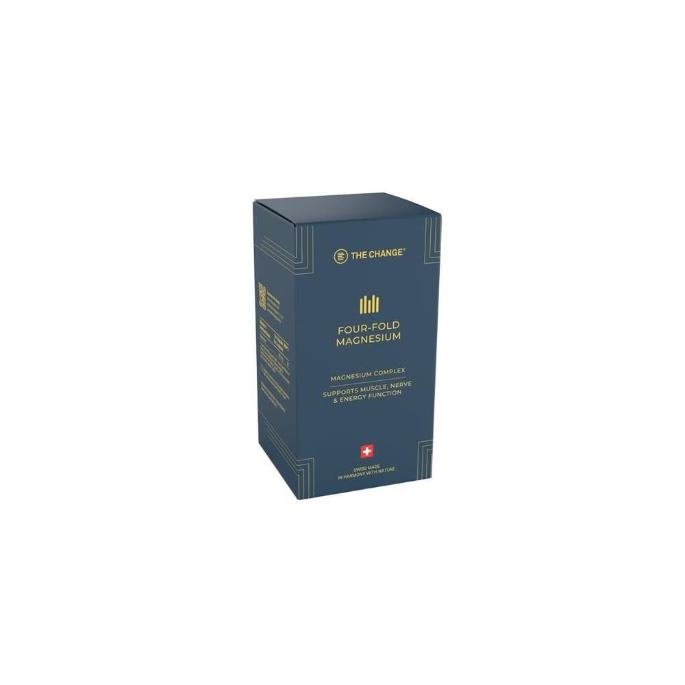 Verpackung von THE CHANGE Four-Fold Magnesium Kapseln.