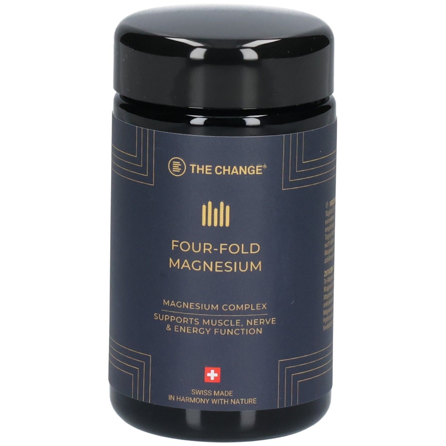 Dose THE CHANGE Four-Fold Magnesium mit Etikett.