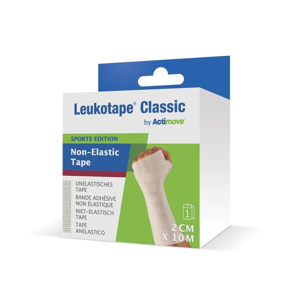 Leukotape Classic Sport-Edition: 2cm x 10m, nicht-elastisches Klebeband auf einer Hand.