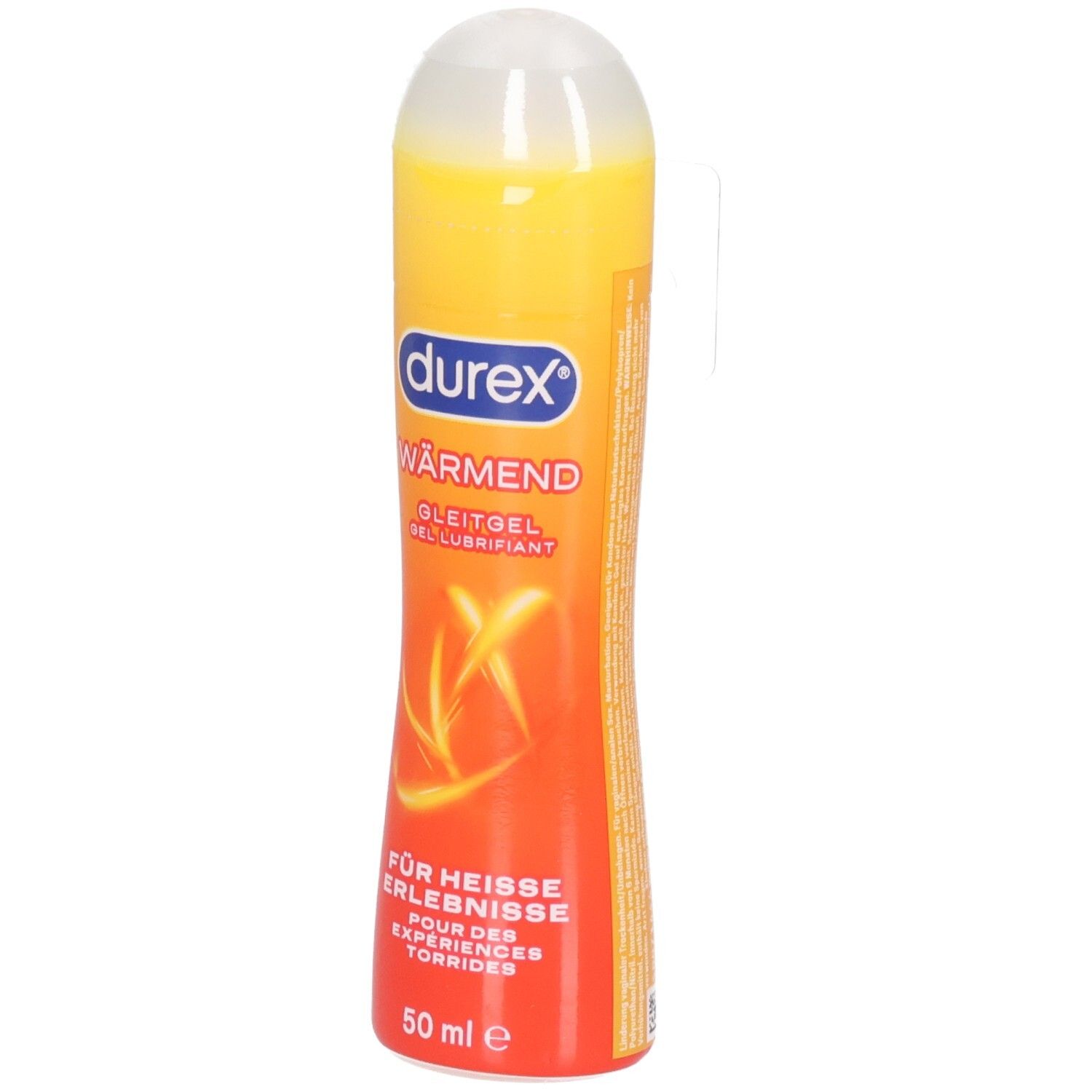 Durex wärmendes Gleitgel in Flasche mit 50 ml Inhalt.