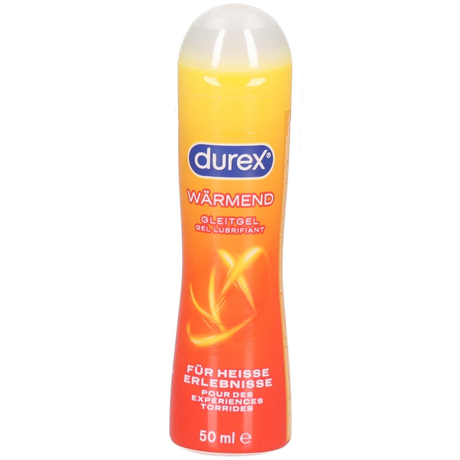 Durex wärmendes Gleitgel in Flasche mit 50 ml Inhalt.