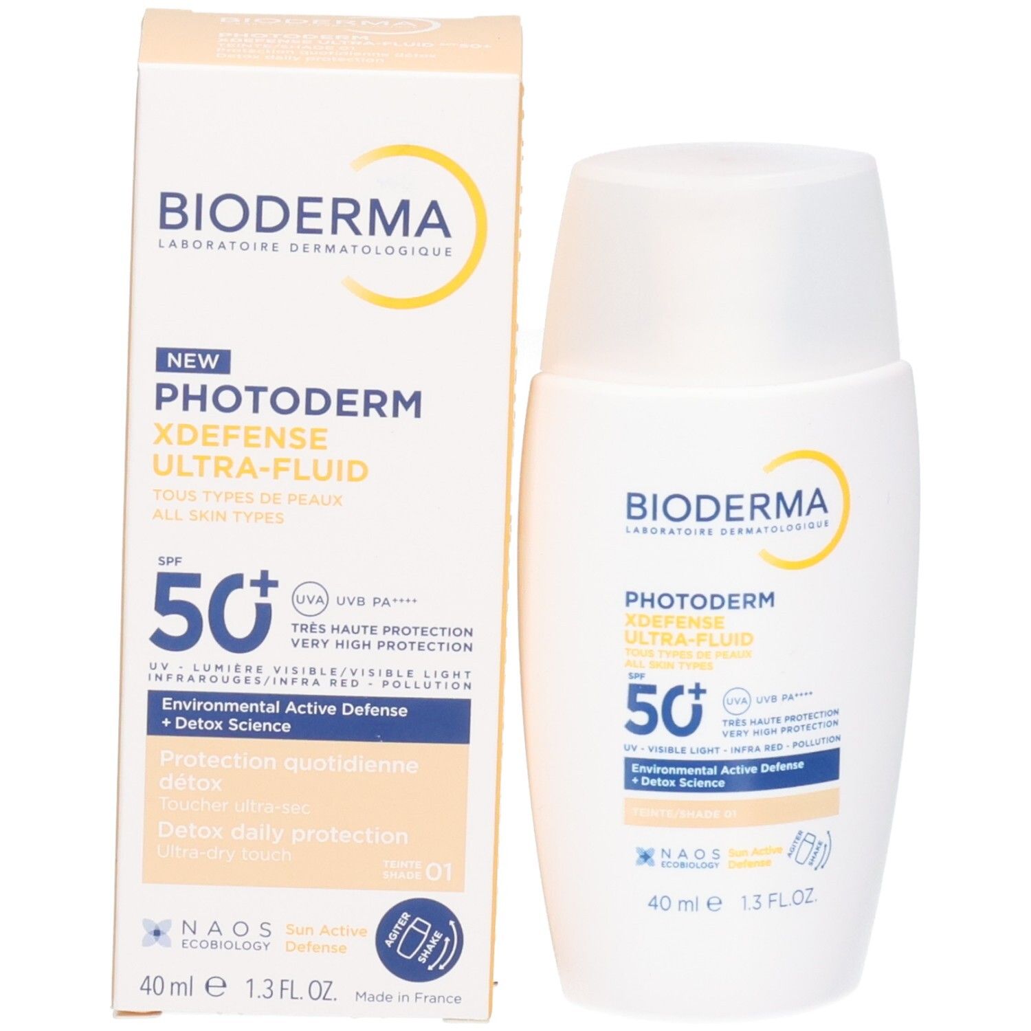 Bioderma Photoderm XDefense Ultra-Fluid SPF 50+ mit Verpackung.