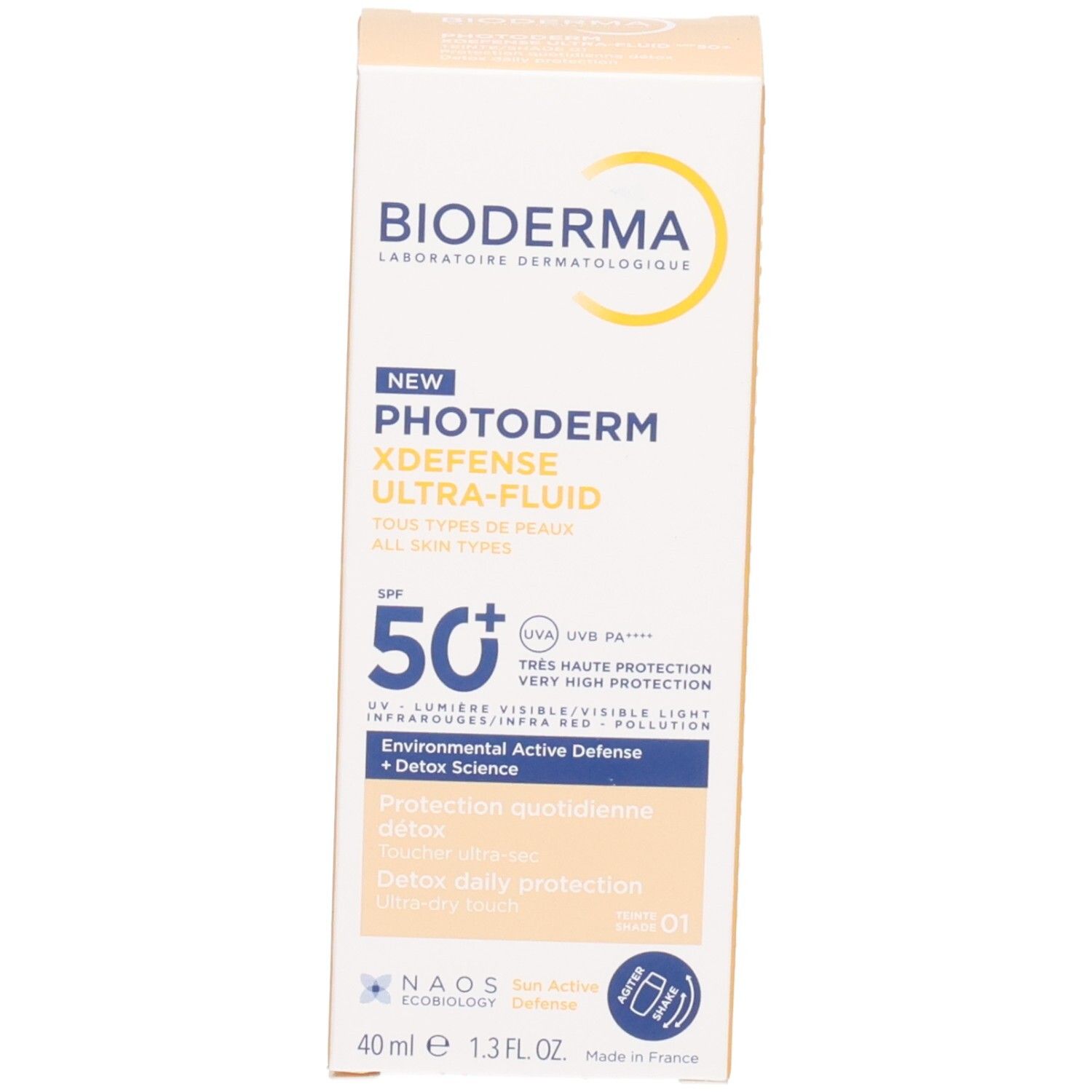 Bioderma Photoderm XDefense Ultra-Fluid SPF 50+ mit Verpackung.
