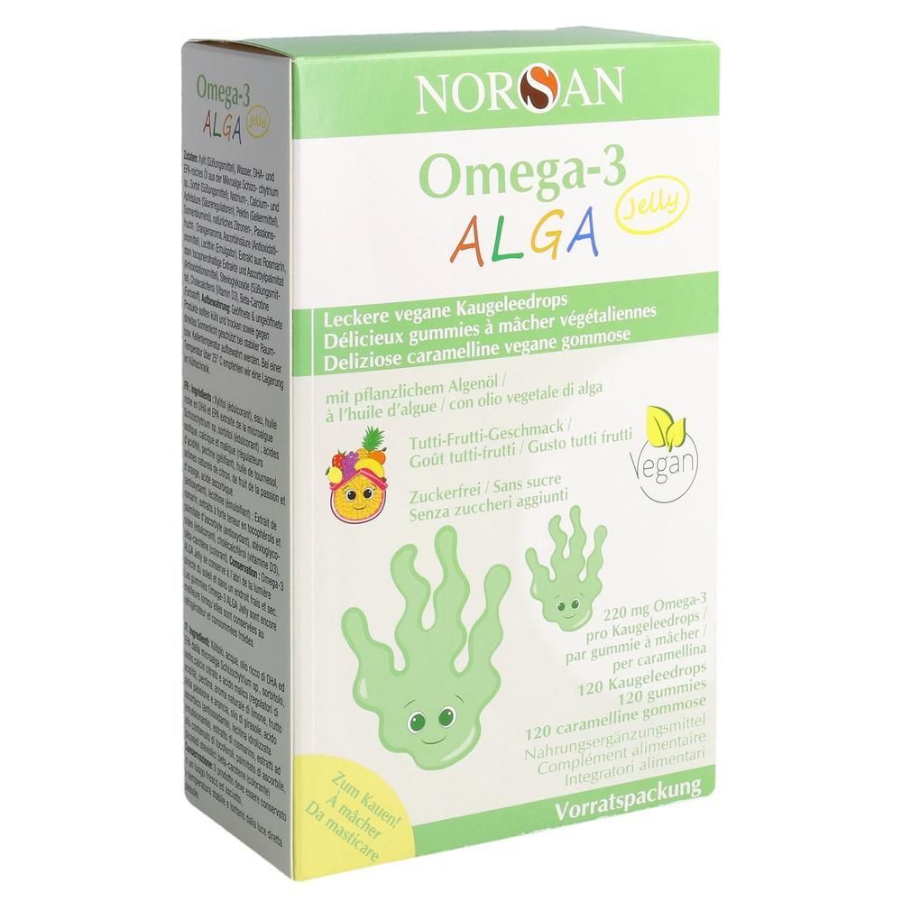 NORSAN Omega-3 ALGA Jelly vegan Kaugeldrops, 120 Stück Packung.