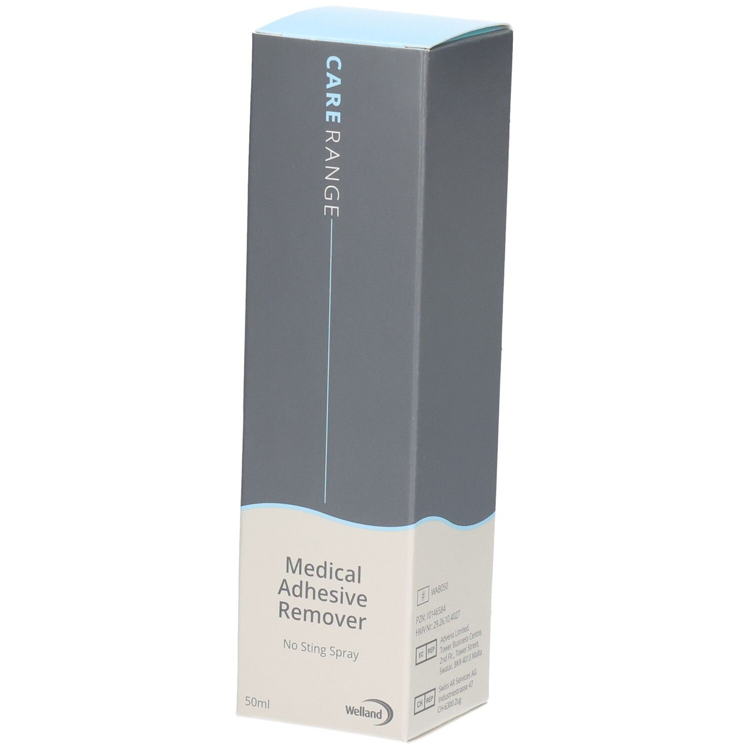 Verpackung eines medizinischen Klebstoffentfernerspray, 50ml.