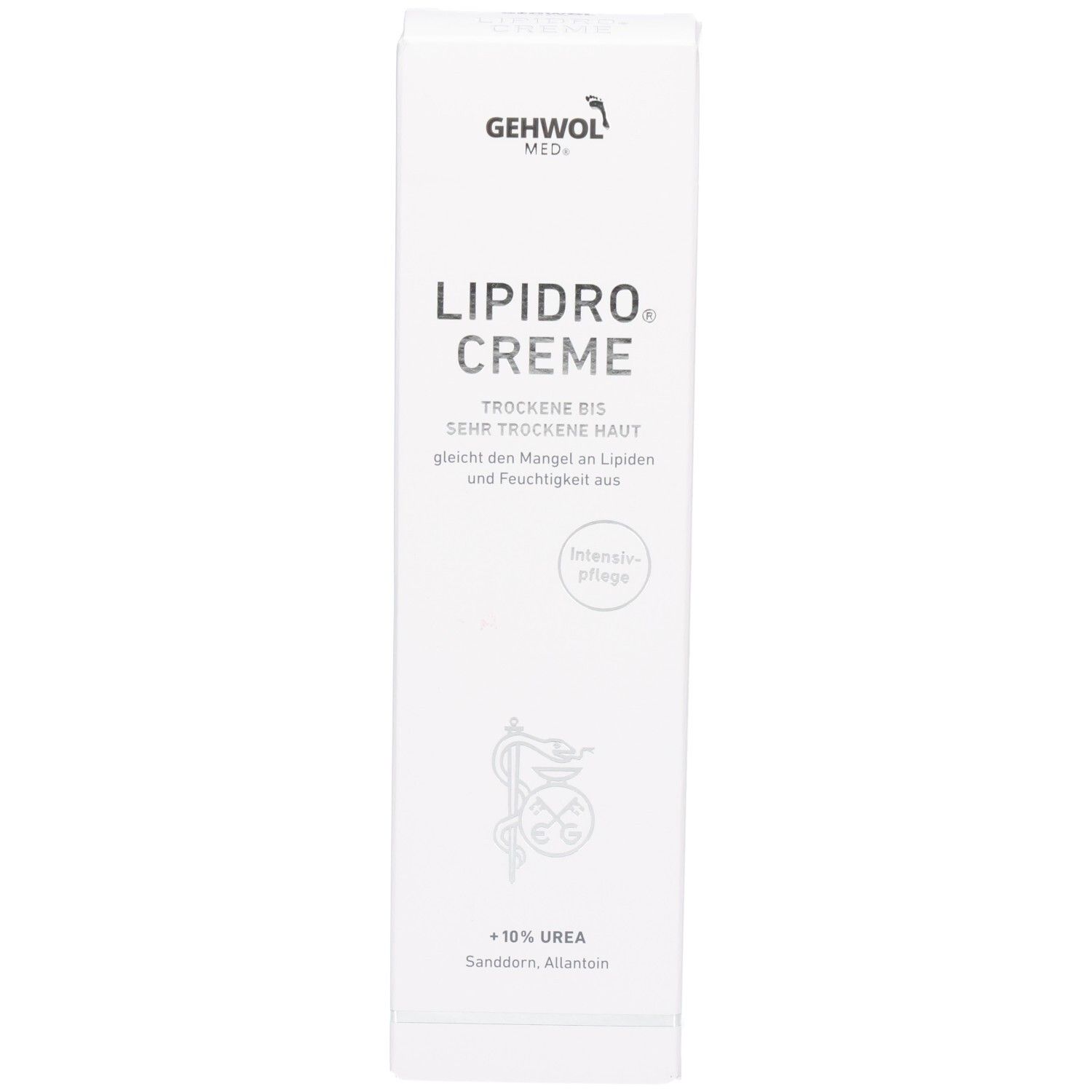 Vorderseite der Faltschachtel für GEHWOL MED Lipidro Creme.