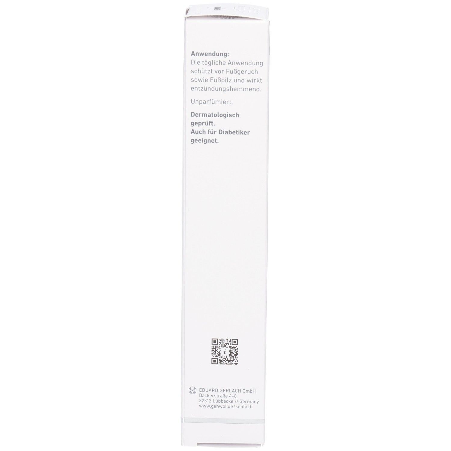 Seitenansicht der Faltschachtel für GEHWOL MED Lipidro Creme.