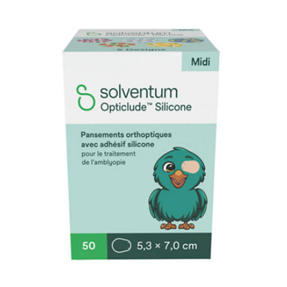 SOLVENTUM Opticlude Midi Pansements oculaires silicone, 50 pièces, 5,3 x 7,0 cm.