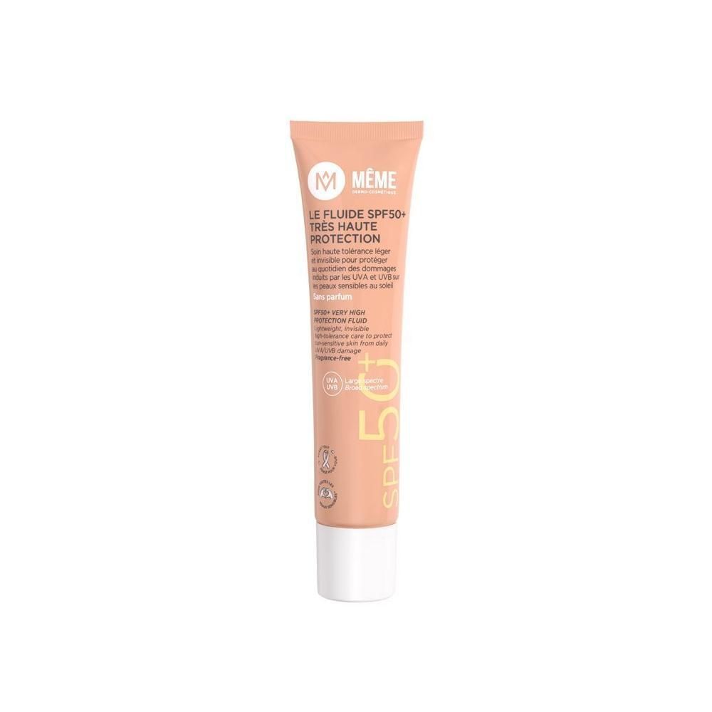 MEME Fluid LSF50+ Sonnenschutz-Tube mit weißem Verschluss.