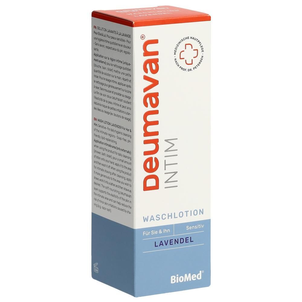 Verpackung DEUMAVAN Intim WaschLotion Lavendel, Vorderseite.
