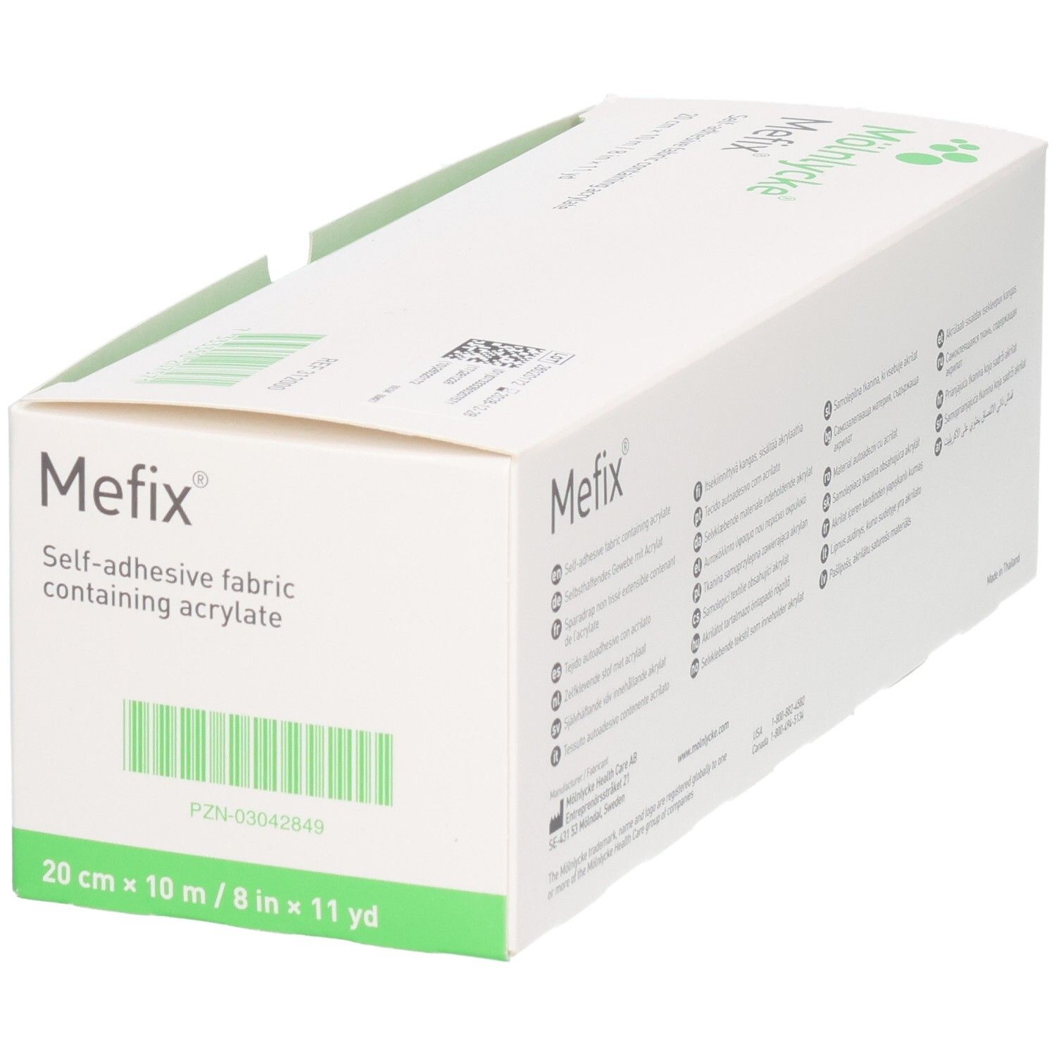 Mölnlycke Mefix Pansement adhésif: Boîte avec code-barres, numéro PZN et informations produit en allemand.