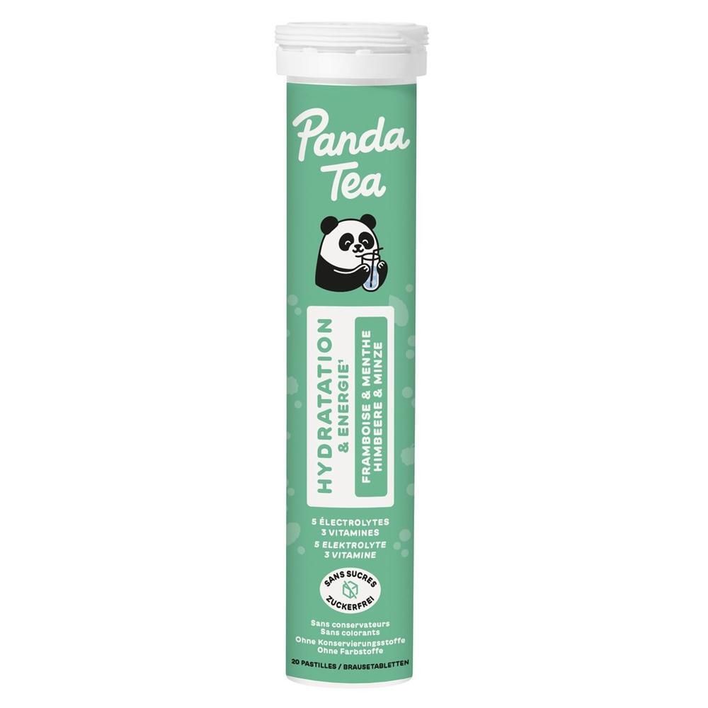 Panda Tea Brausetabletten mit Himbeer-Minz-Geschmack, 20 Stück.