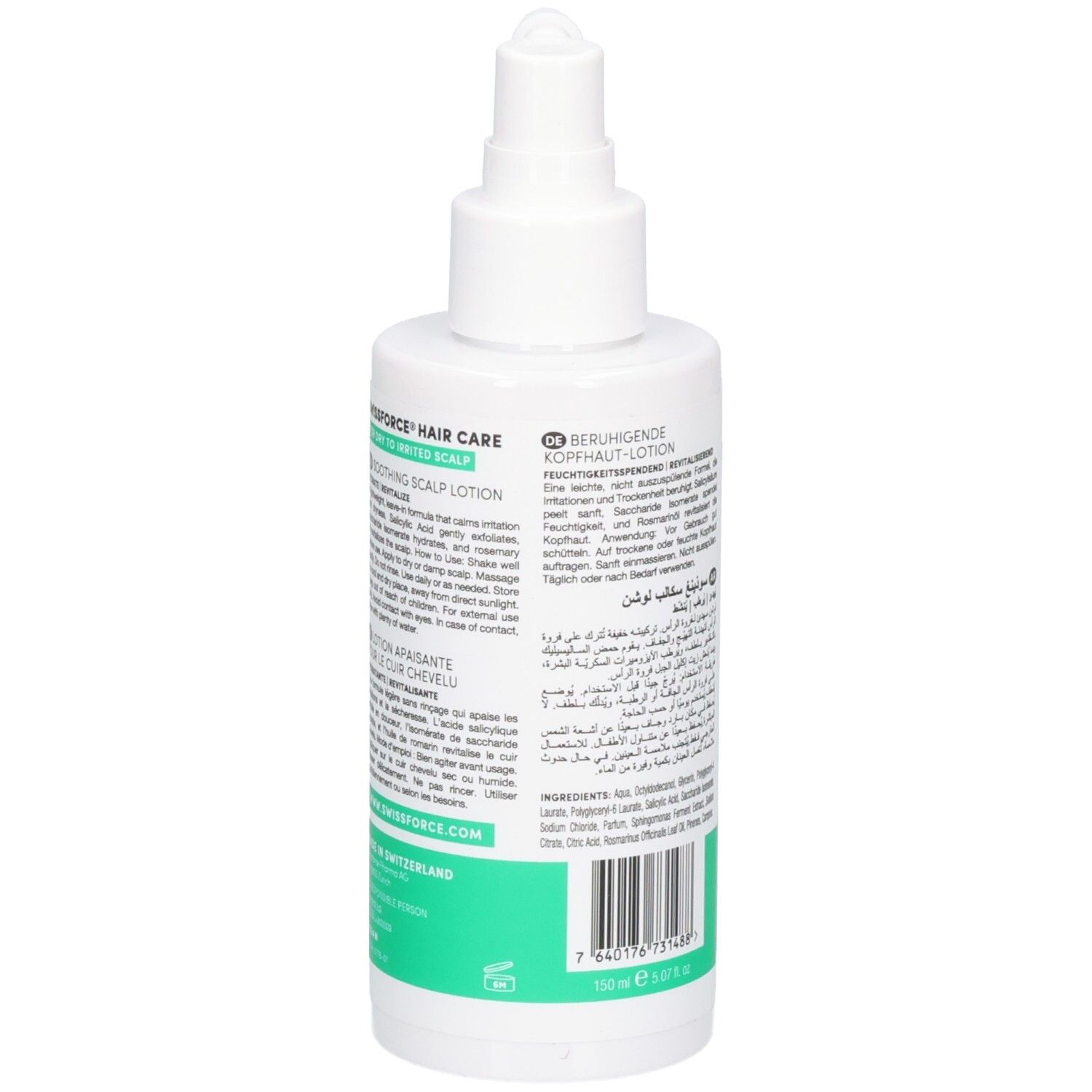 Swissforce beruhigende Kopfhautlotion mit Salicylsäure und Rosmarinöl.
