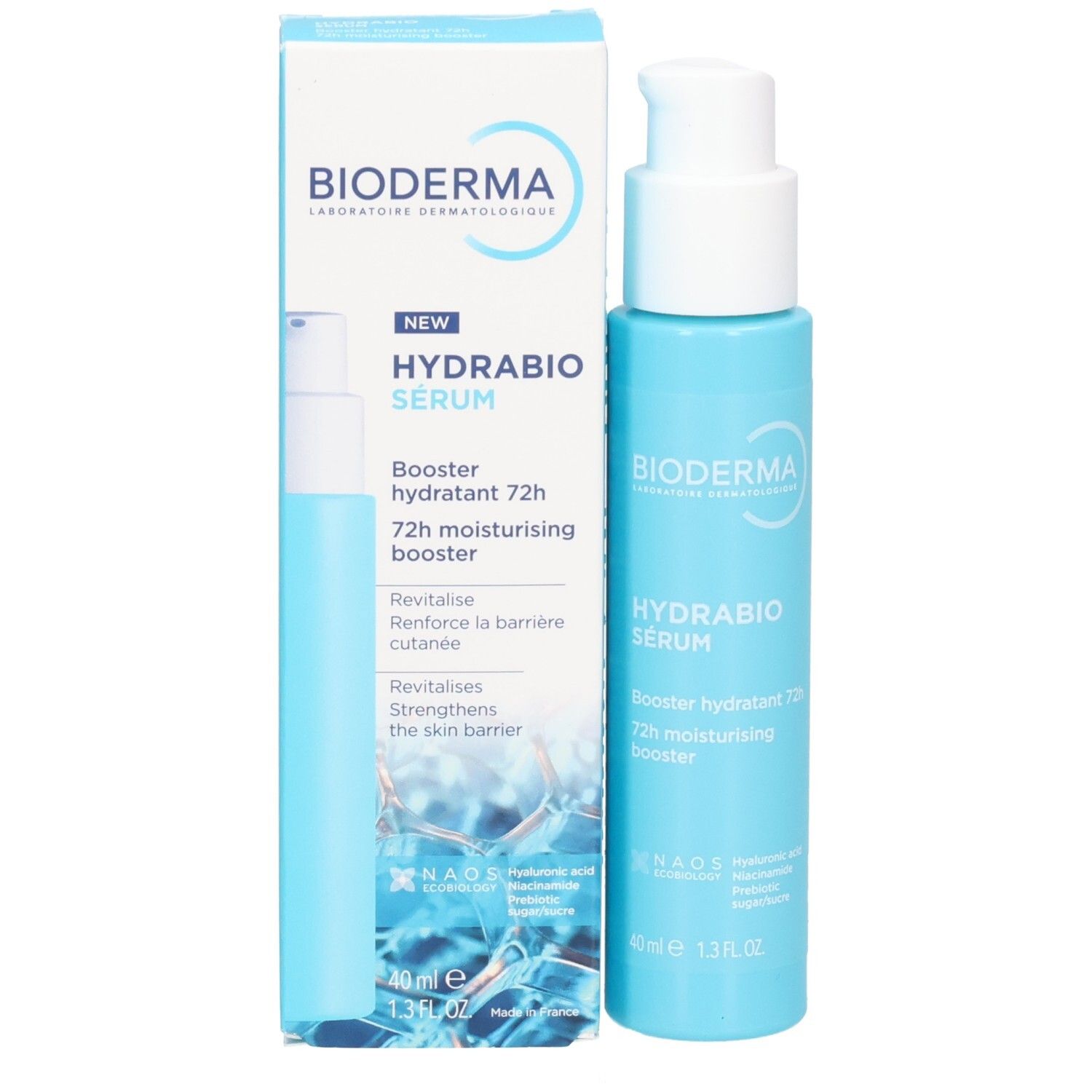 Bioderma Hydrabio Serum Flasche und Verpackung, 40ml.