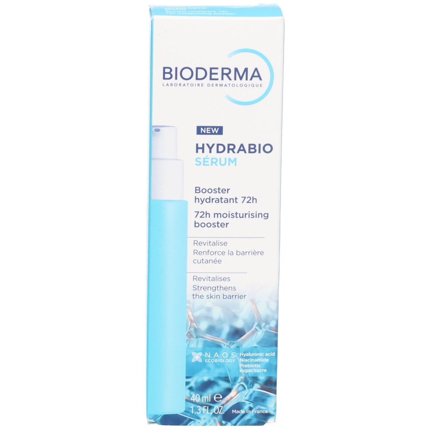 Bioderma Hydrabio Serum Flasche und Verpackung, 40ml.