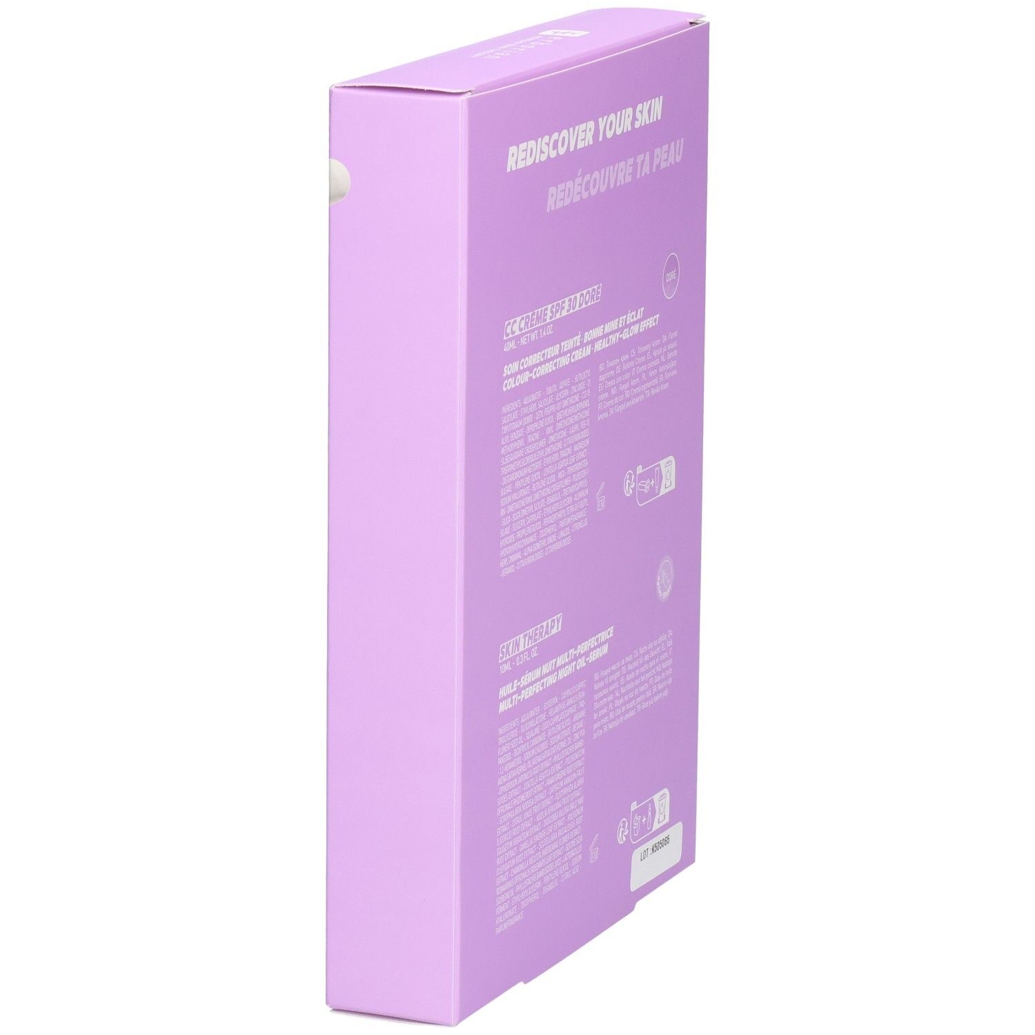 Seitenansicht der Erborian CC Creme und Skin Therapy Set Verpackung.