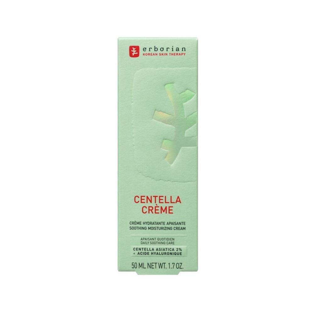 Erborian Centella Crème Kartonverpackung mit Centella-Asiatica-Motiv.