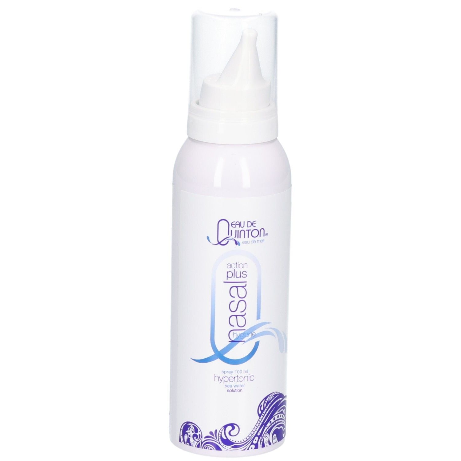 Quinton Hypertonische Nasenspray-Flasche, leicht schräg von vorne.
