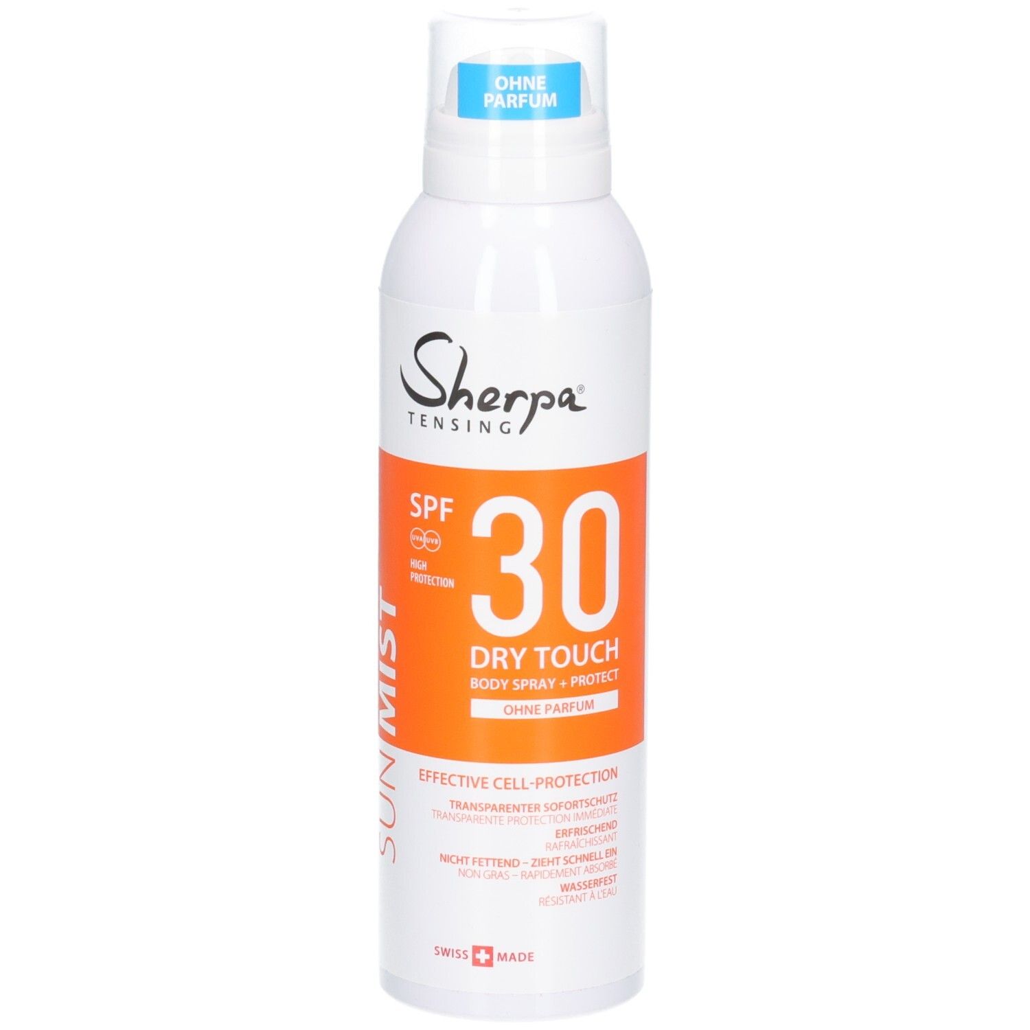 Sherpa Tensing Sonnenspray mit LSF 30, Dry Touch, 200ml. Transparenter Schutz.