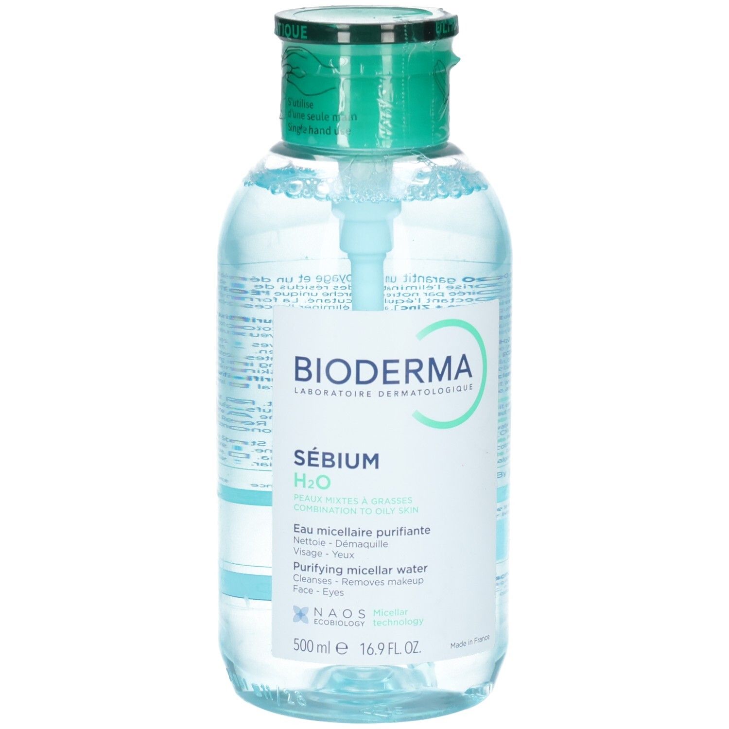 Bioderma Sebium H2O Mizellenwasser mit Pumpspender, 500ml.