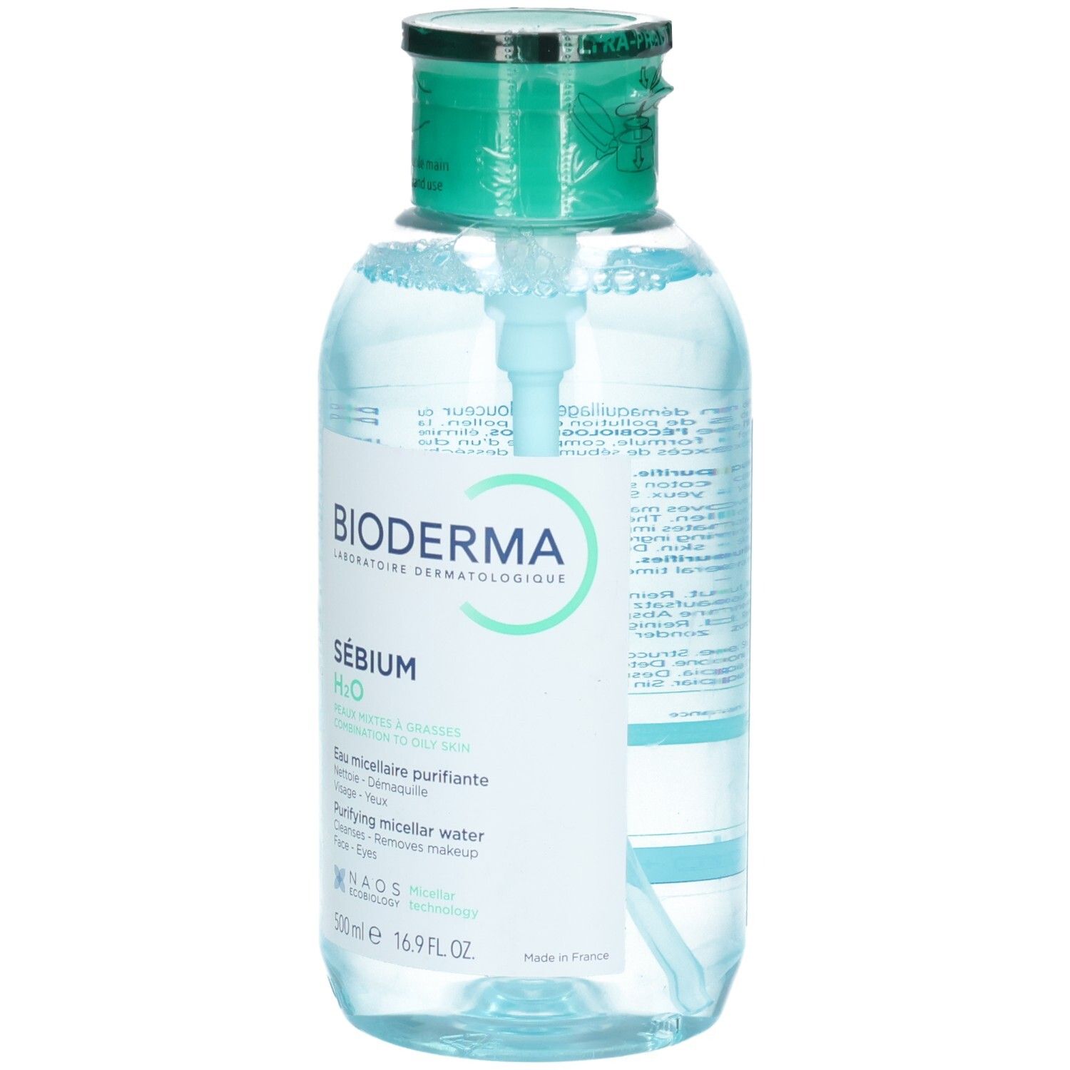 Bioderma Sebium H2O Mizellenwasser mit Pumpspender, 500ml.