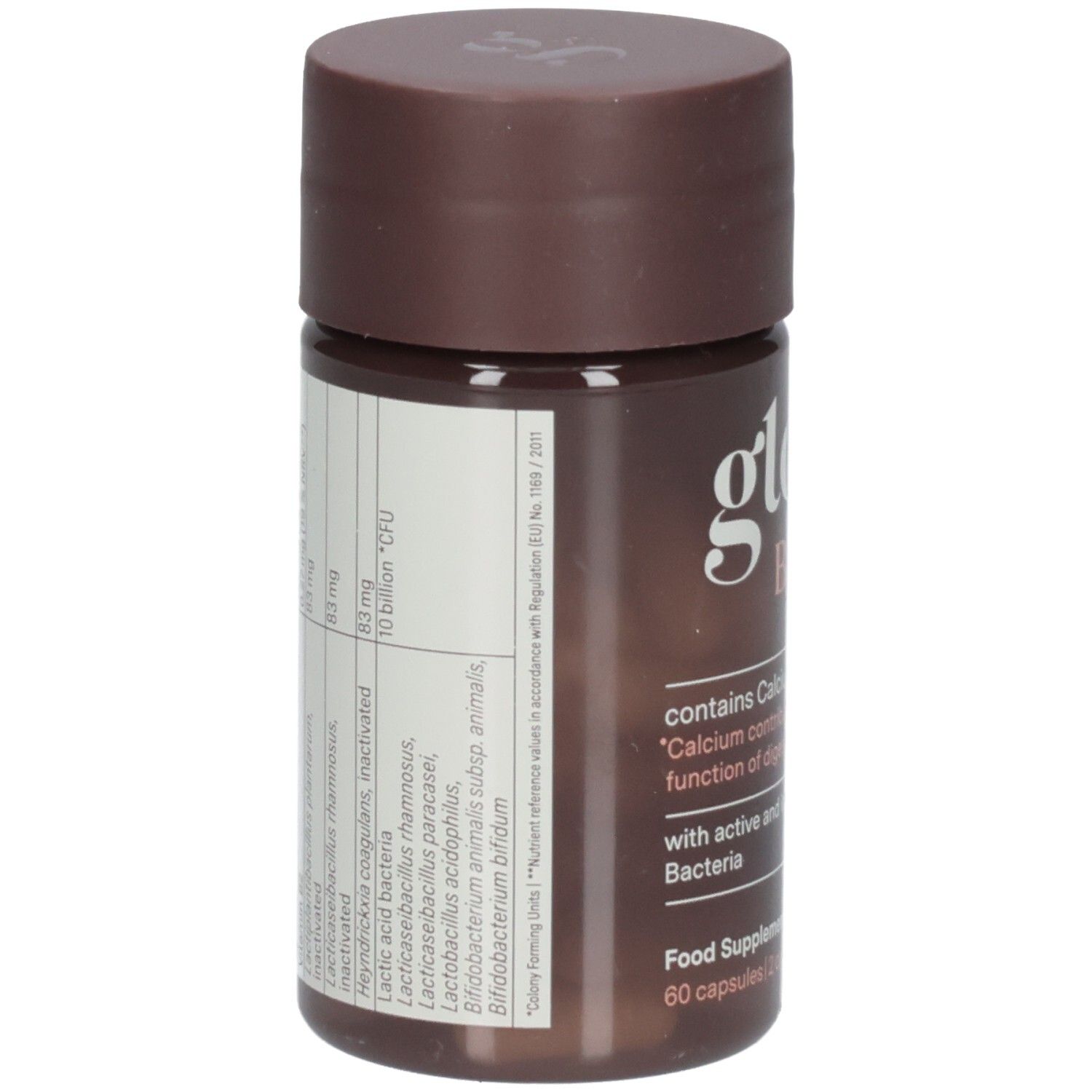 Glow25 Balance Dose mit Etikett, das Calcium und Vitamin B2 erwähnt.