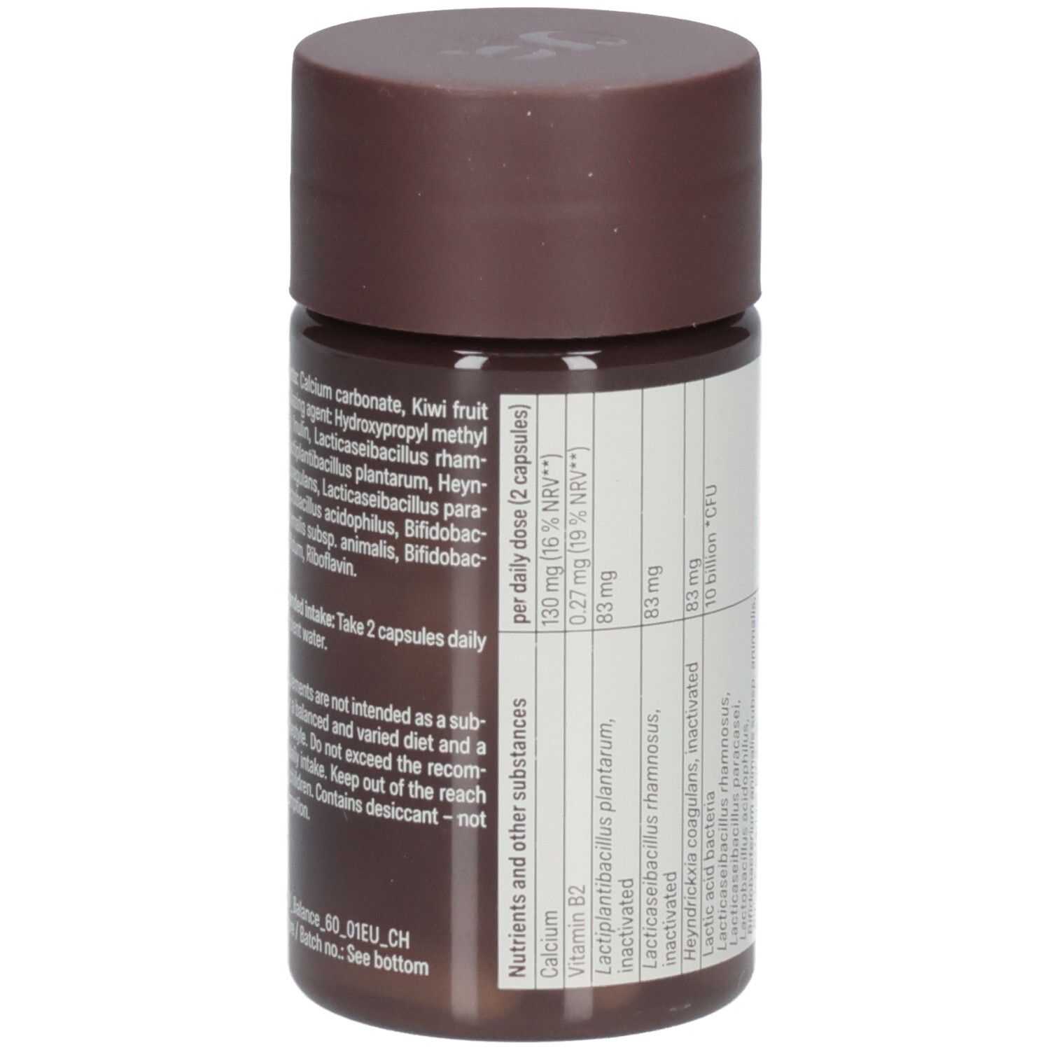 Glow25 Balance Dose und Verpackung, beide mit Produktinformationen.