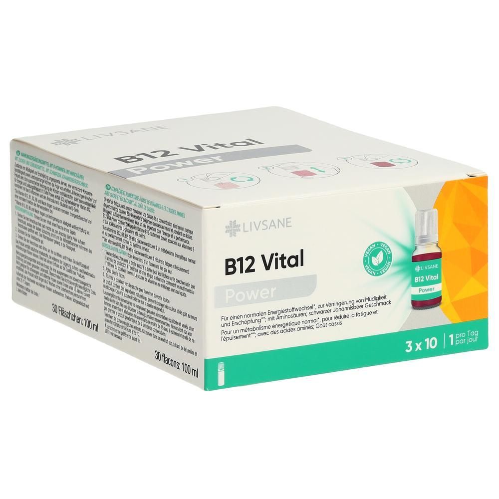 LIVSANE B12 Vital Power Trink Lös: Kartonverpackung mit 30 Fläschchen, 100 ml.
