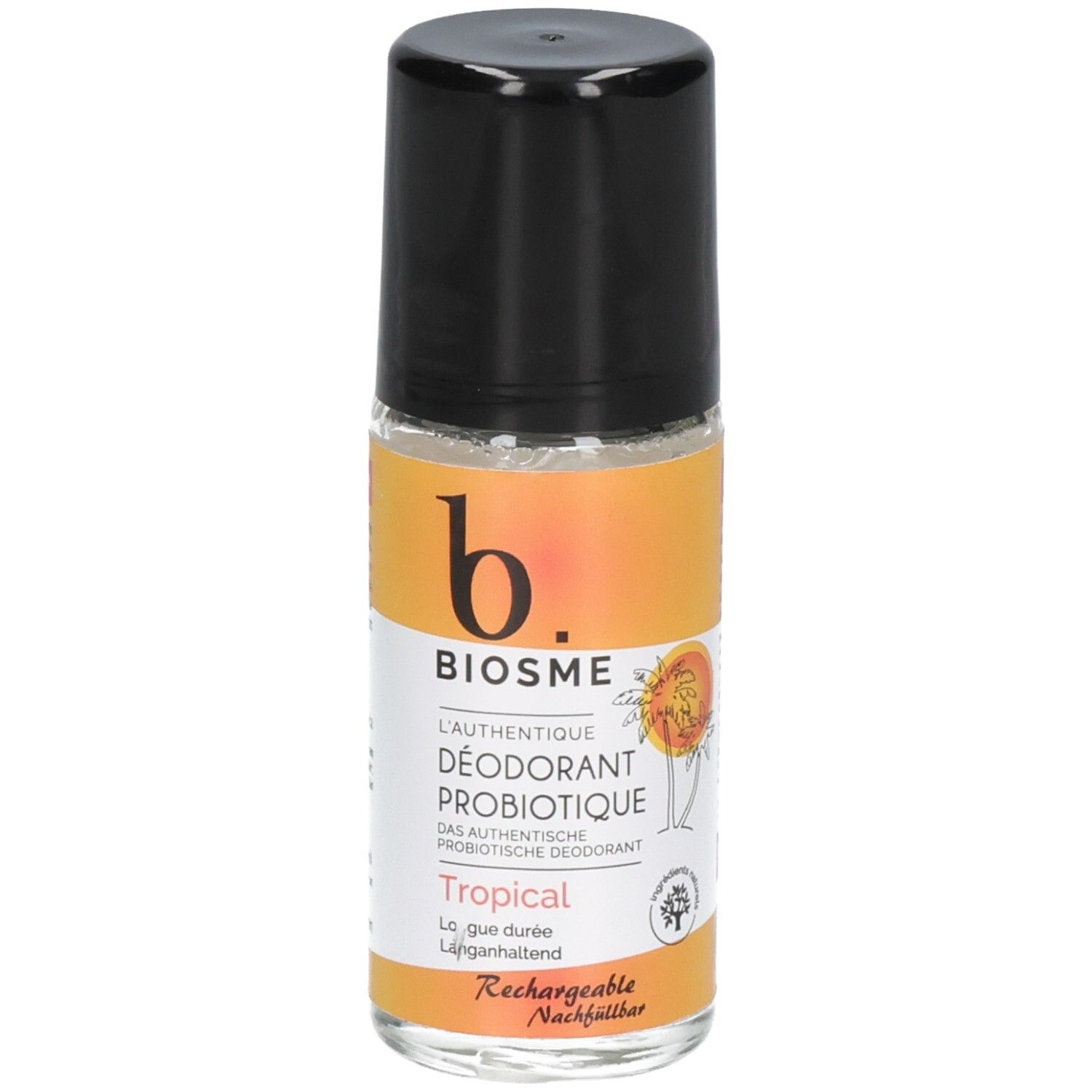 Biosme Tropical Probiotisches Deodorant im Roll-on-Format. Nachfüllbar.