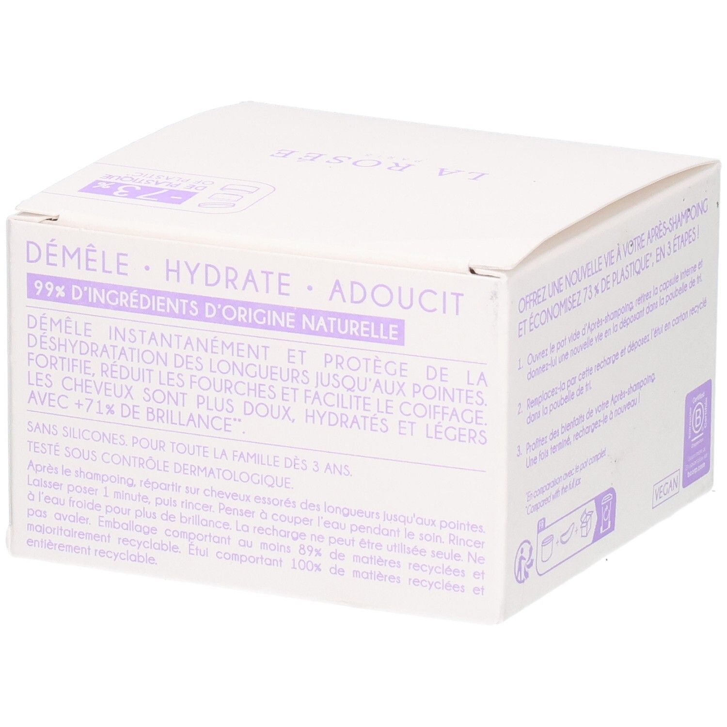 LA ROSEE Paris reparierende Haarmaske, Kartonverpackung, lila.