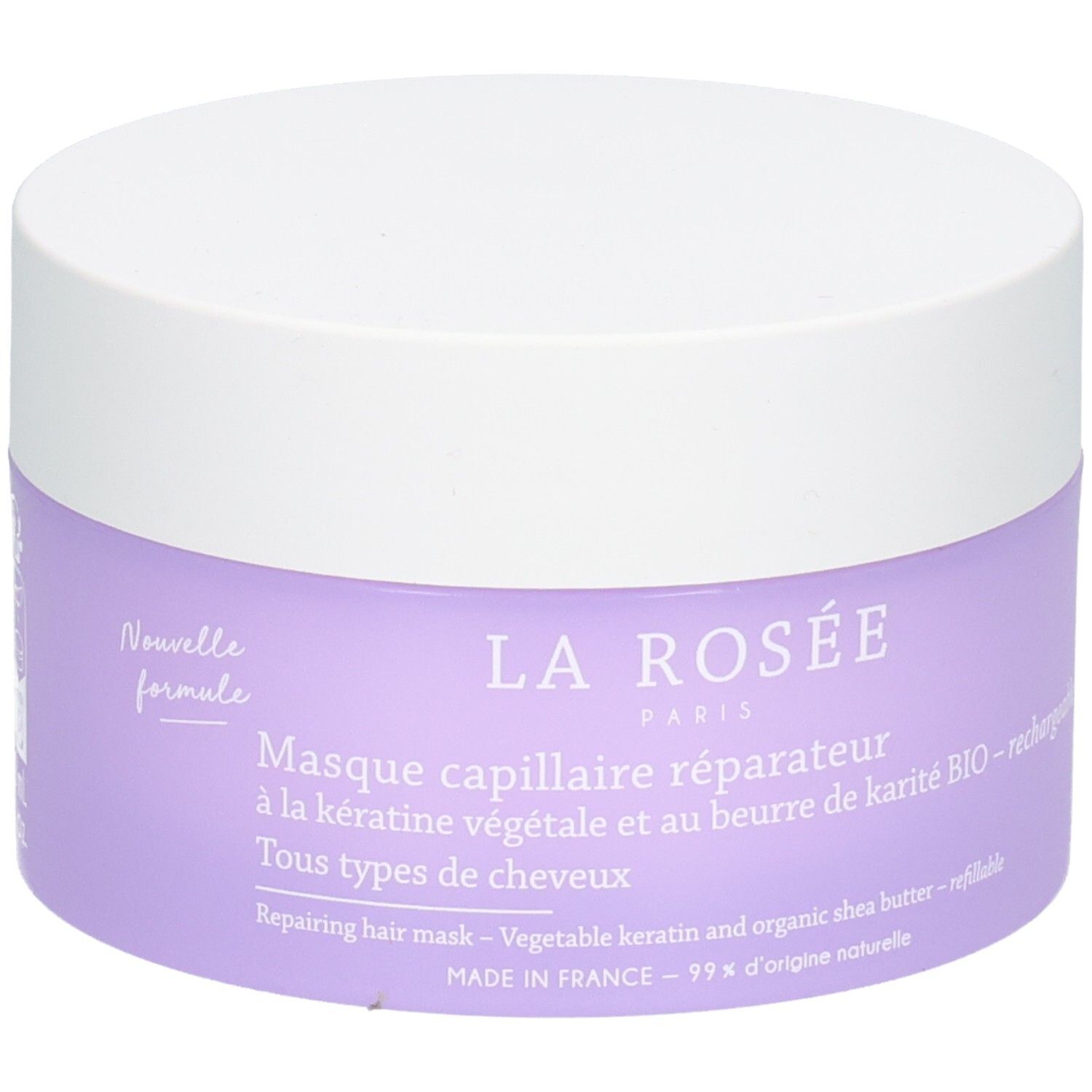 LA ROSEE Paris reparierende Haarmaske in lila Tiegel, 200 ml.