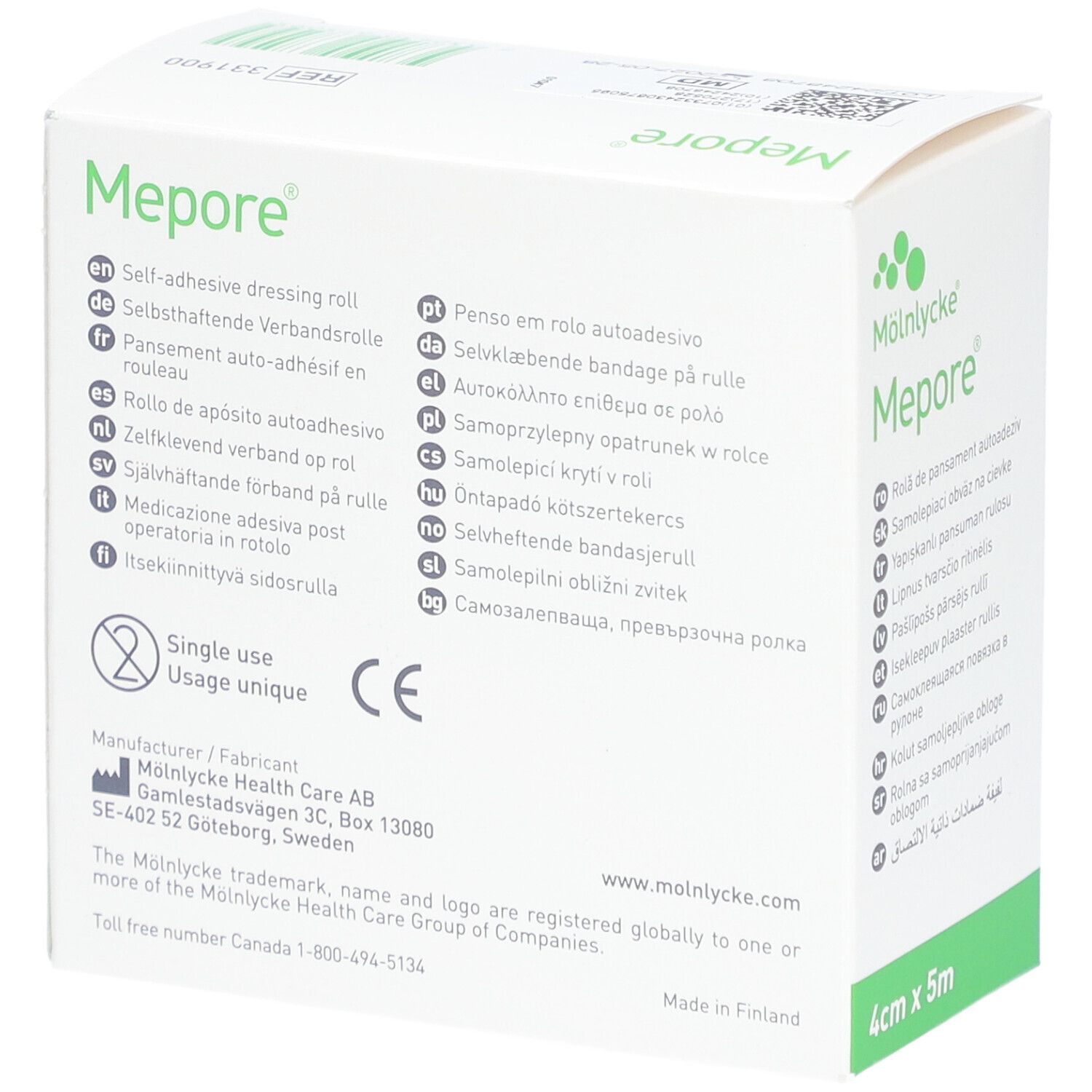 MÖLNLYCKE® Mepore® Pansement auto-adhésif en rouleau 4 cm x 5 m