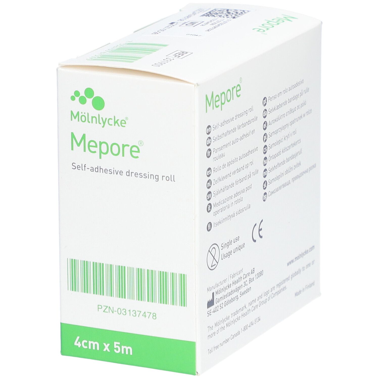 MÖLNLYCKE® Mepore® Pansement auto-adhésif en rouleau 4 cm x 5 m