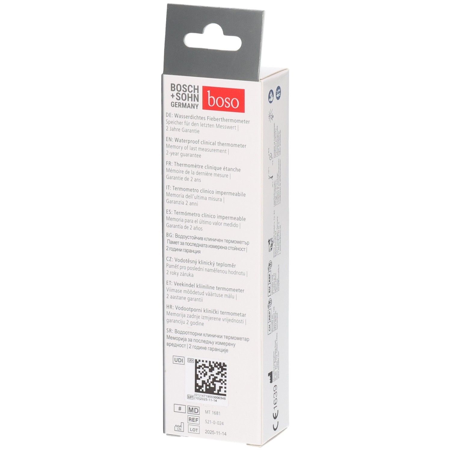 BOSCH + SOHN boso Germany, wasserdichtes klinisches Thermometer, 2 Jahre Garantie.
