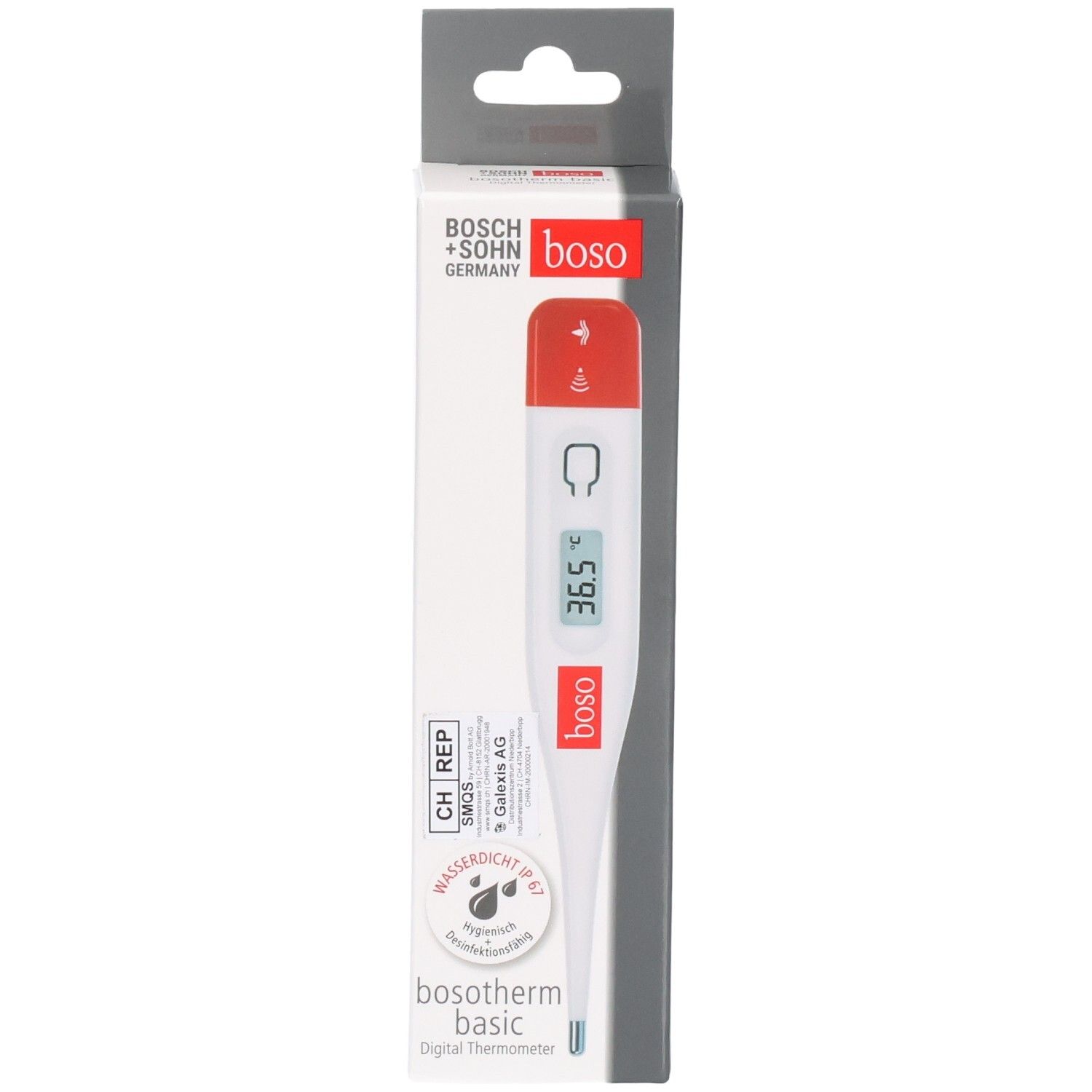 BOSCH + SOHN boso Germany, wasserdichtes klinisches Thermometer, automatische Abschaltung.