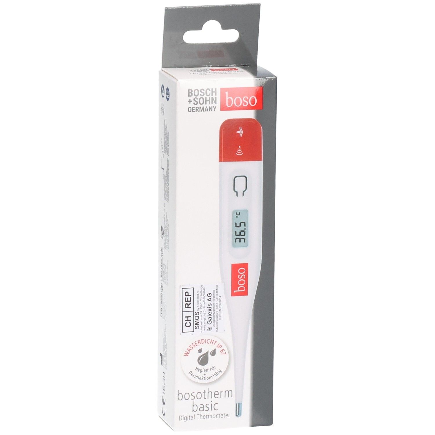 Boso digital thermometer in packaging.