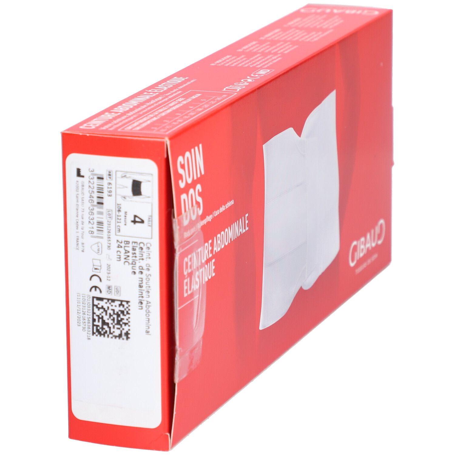 GIBAUD ceinture ventrale élastique Gr4 106-120cm blanc