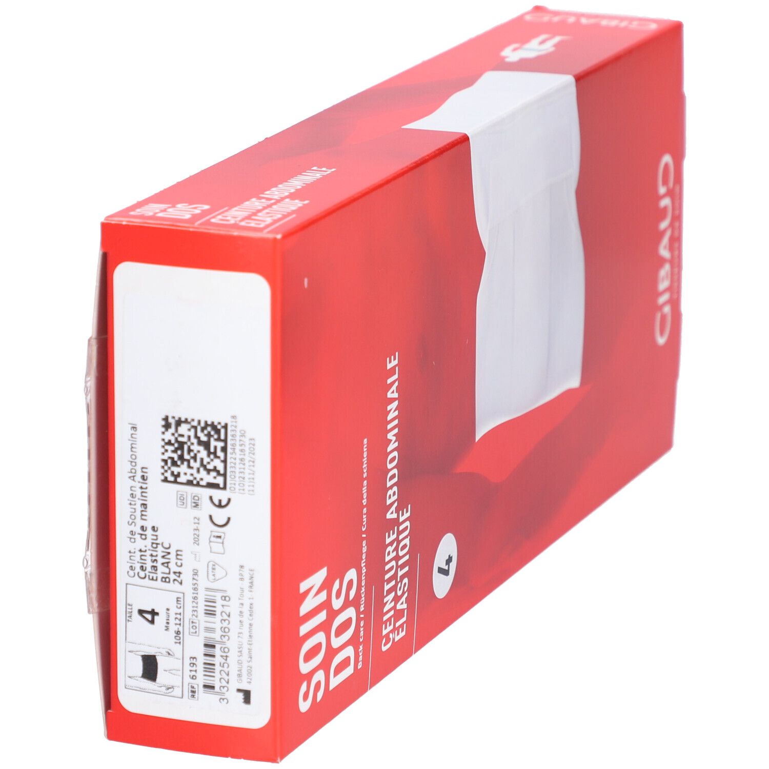 GIBAUD ceinture ventrale élastique Gr4 106-120cm blanc