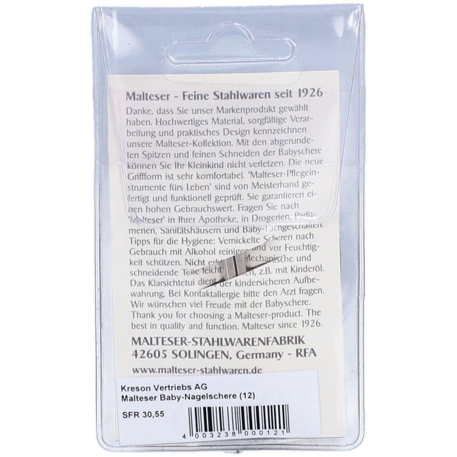 MALTESER Baby Nagelschere schräg 7.5cm No 12