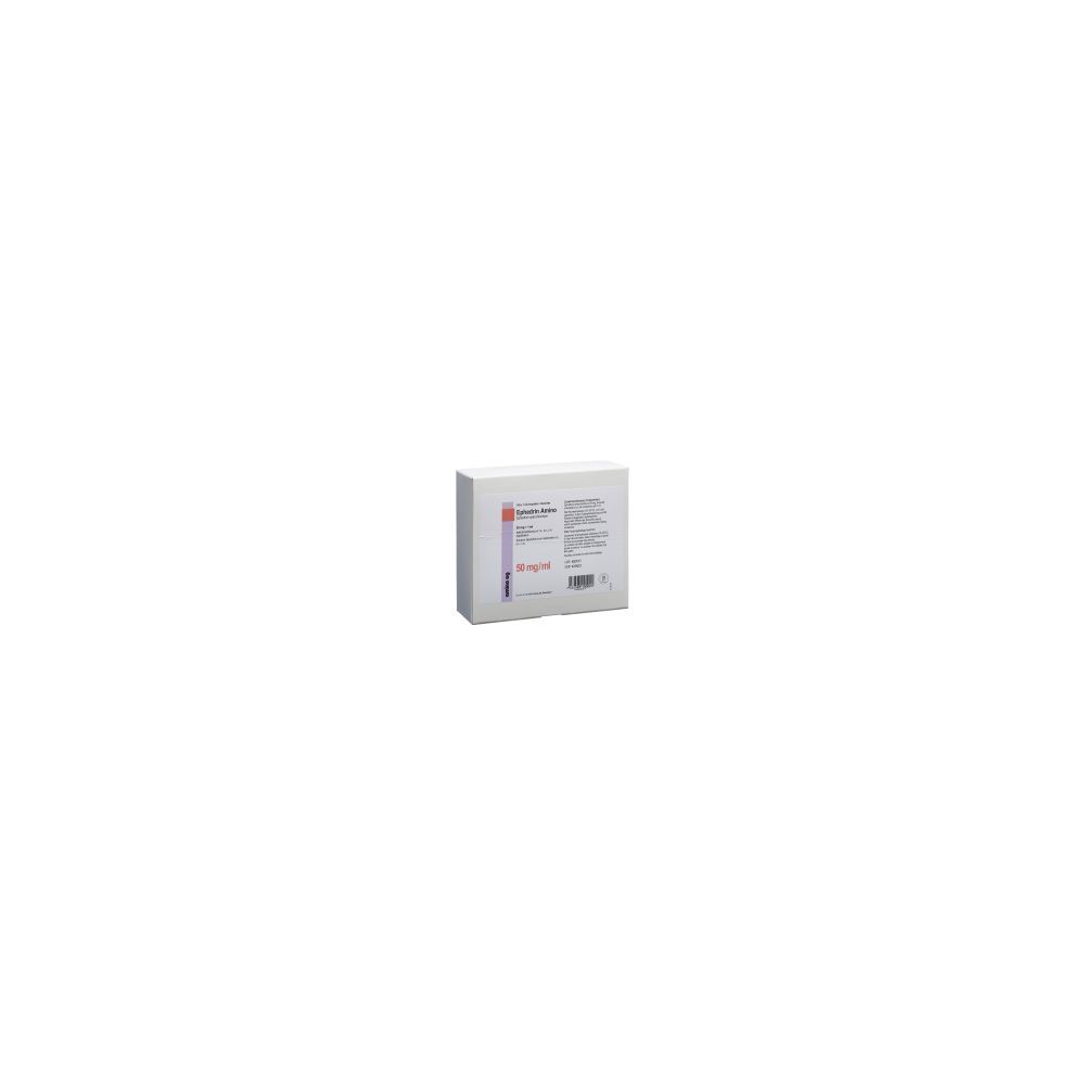 Boîte en carton avec texte rouge et noir. Inscription : 50 mg/ml. Emballage blanc.