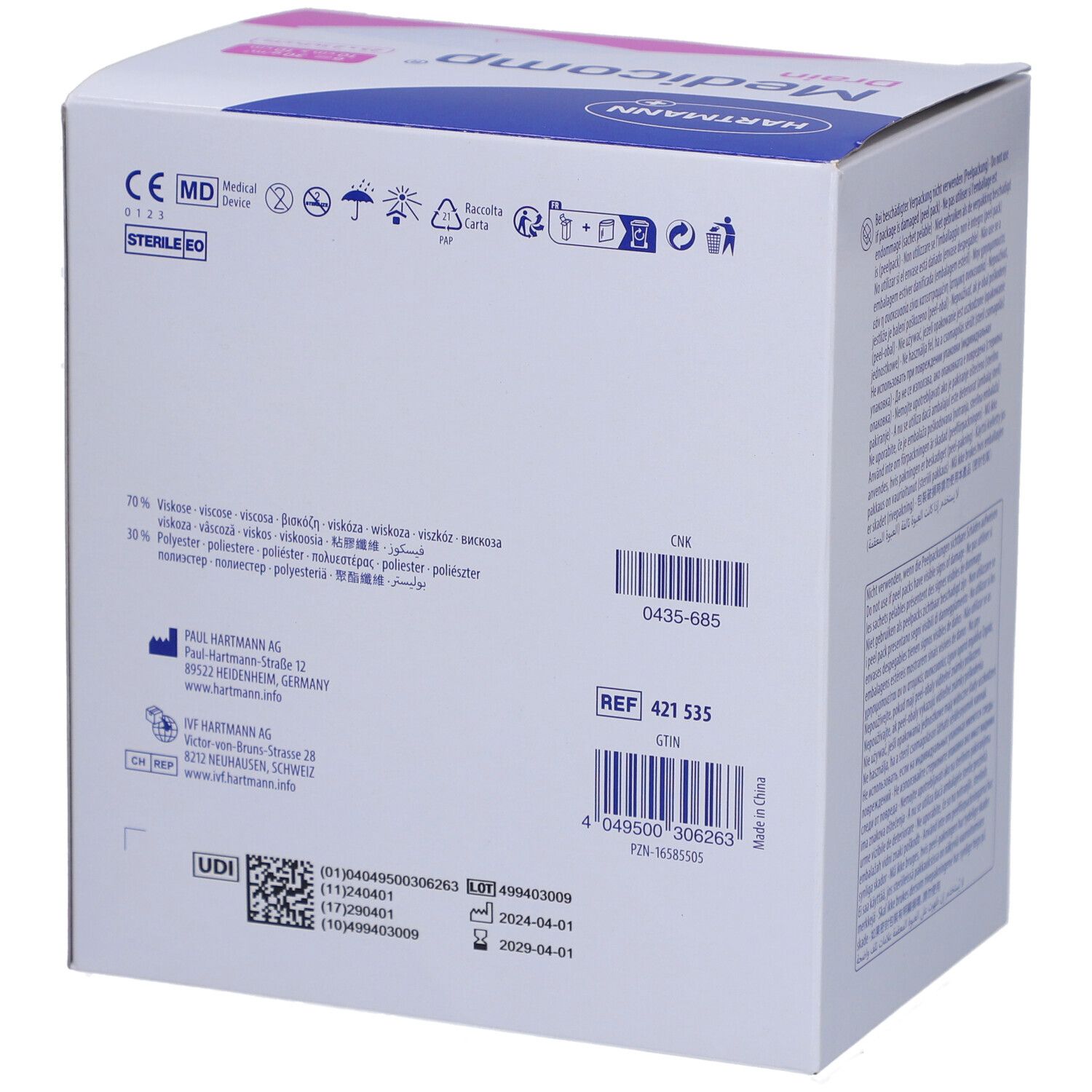 HARTMANN Medicomp® drain Sterile gespaltene Kompressen 6-fach S30 10 x 10 cm