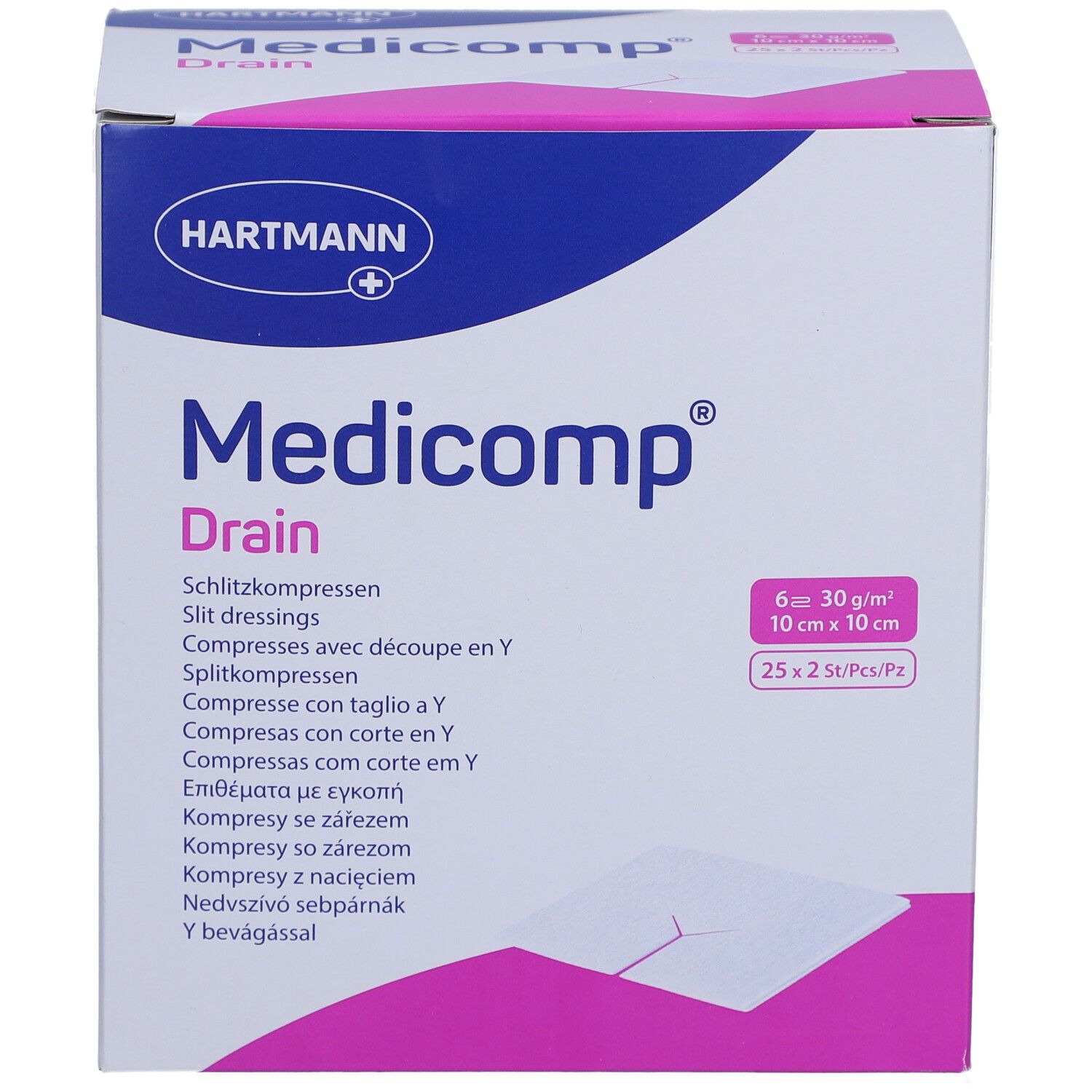 HARTMANN Medicomp® drain Sterile gespaltene Kompressen 6-fach S30 10 x 10 cm