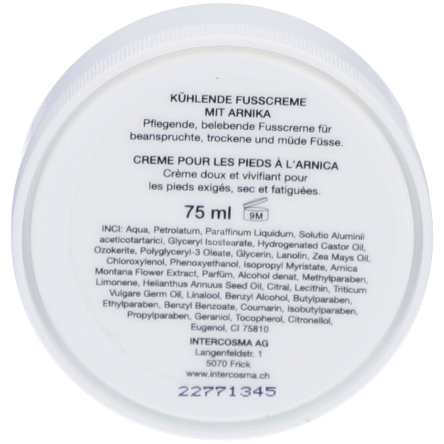 Intercosma Crème pour les pieds à l'arnica