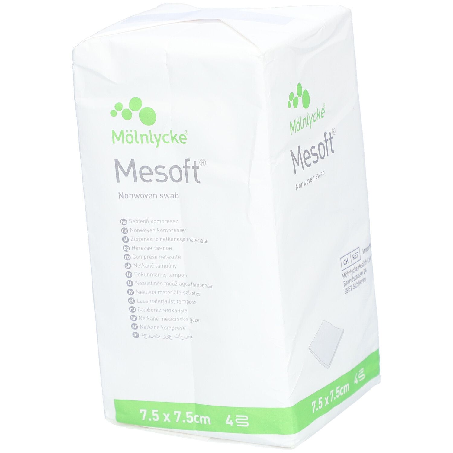 MÖLNLYCKE® Mesoft® Vliesstoffkompressen 7,5 x 7,5 cm unsteril