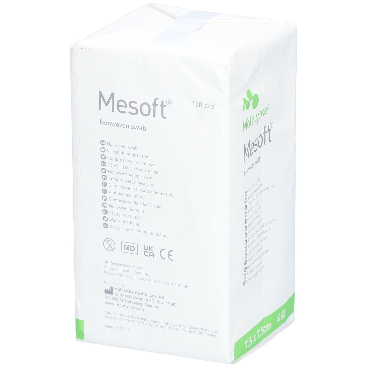 MÖLNLYCKE® Mesoft® Vliesstoffkompressen 7,5 x 7,5 cm unsteril