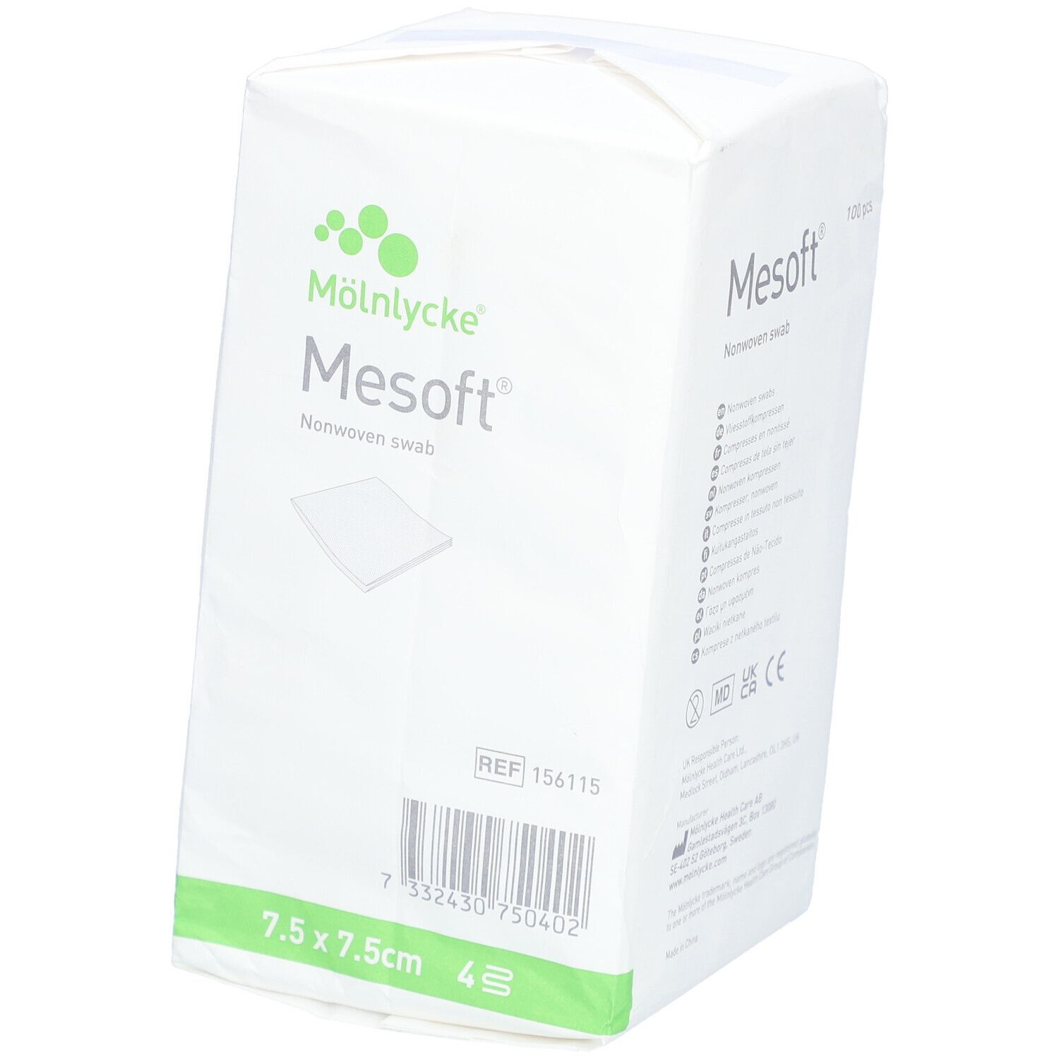 MÖLNLYCKE® Mesoft® Vliesstoffkompressen 7,5 x 7,5 cm unsteril