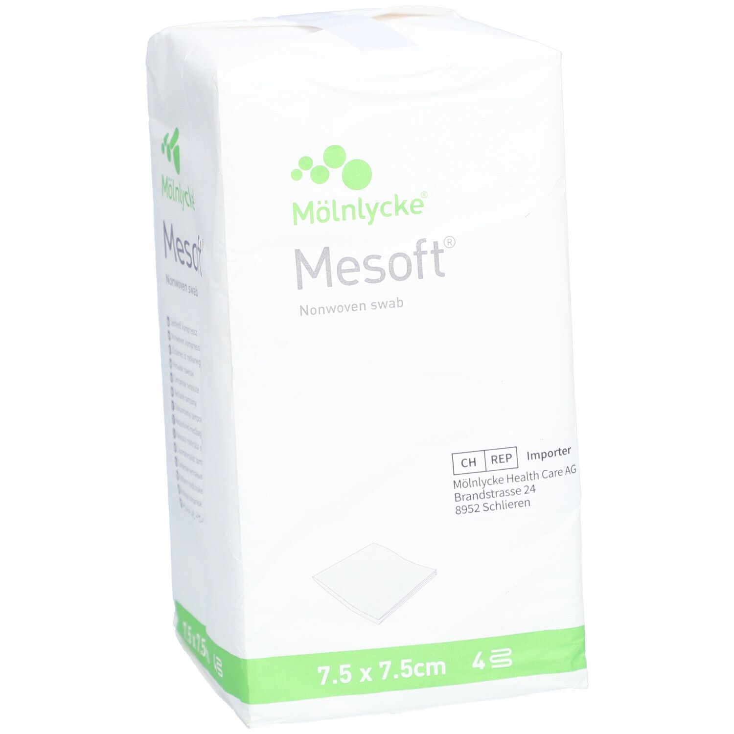 MÖLNLYCKE® Mesoft® Vliesstoffkompressen 7,5 x 7,5 cm unsteril