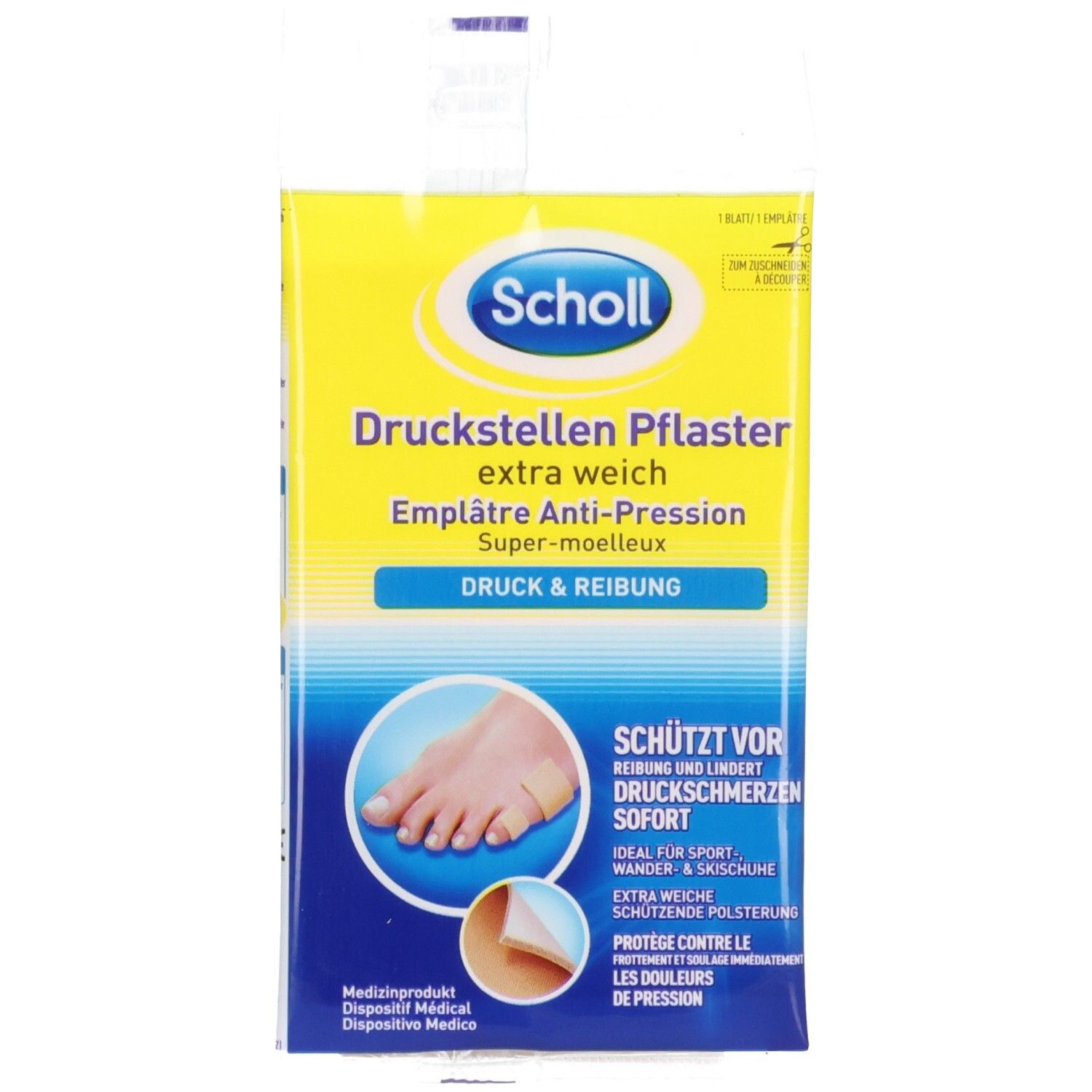 Scholl Druckstellen Pflaster extra weich: Schutzpolster gegen Druck und Reibung.