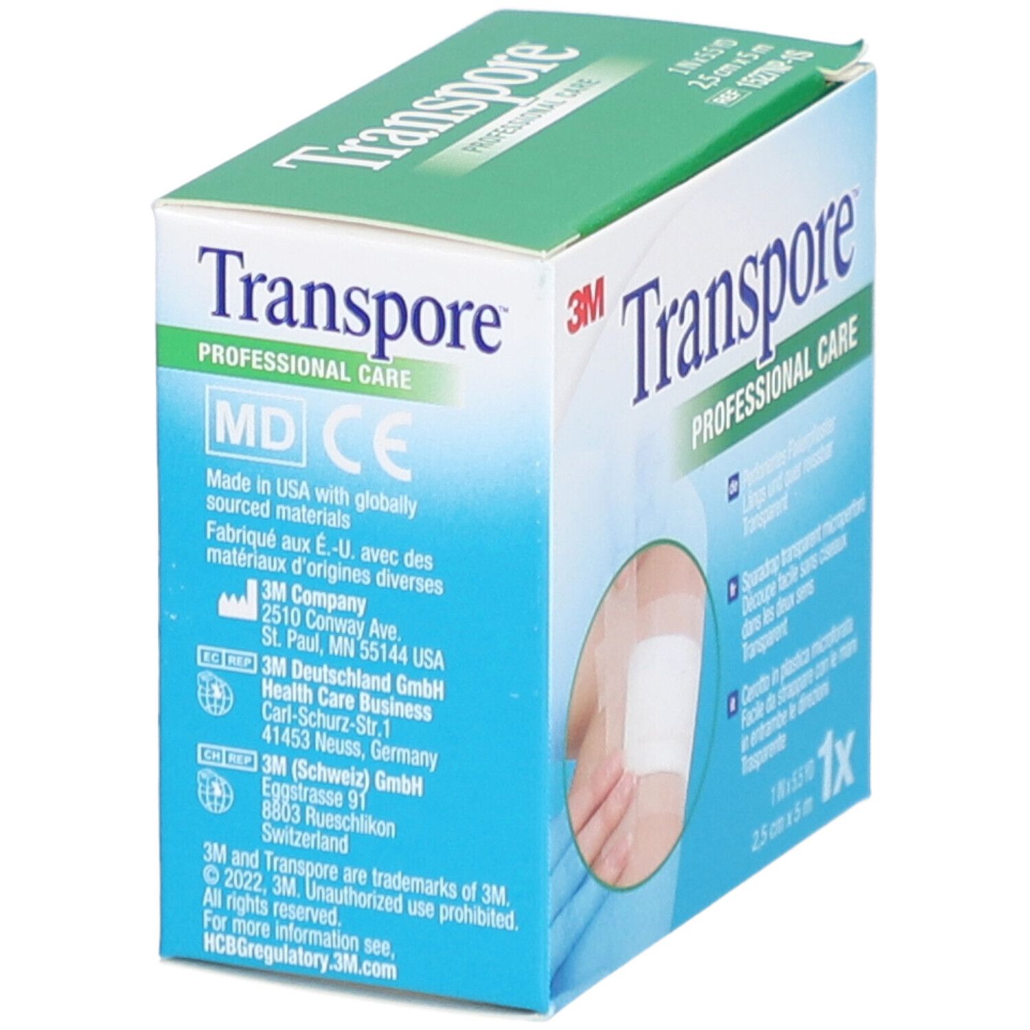 3M TRANSPORE™ Mikroperforiertes transparentes Heftpflaster 5 m x 25 mm